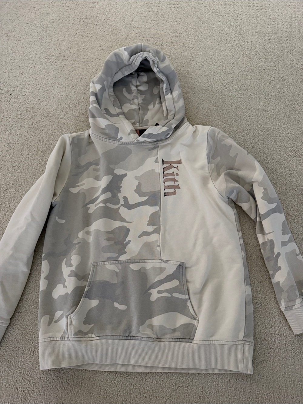 Kith Kids Light Gray Camo Hooded Pullover Size 12